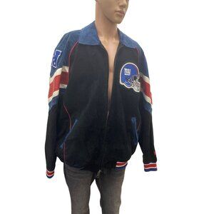 Men’s leather NFL Bomber jacket Blue black size XL/XG SKU 904